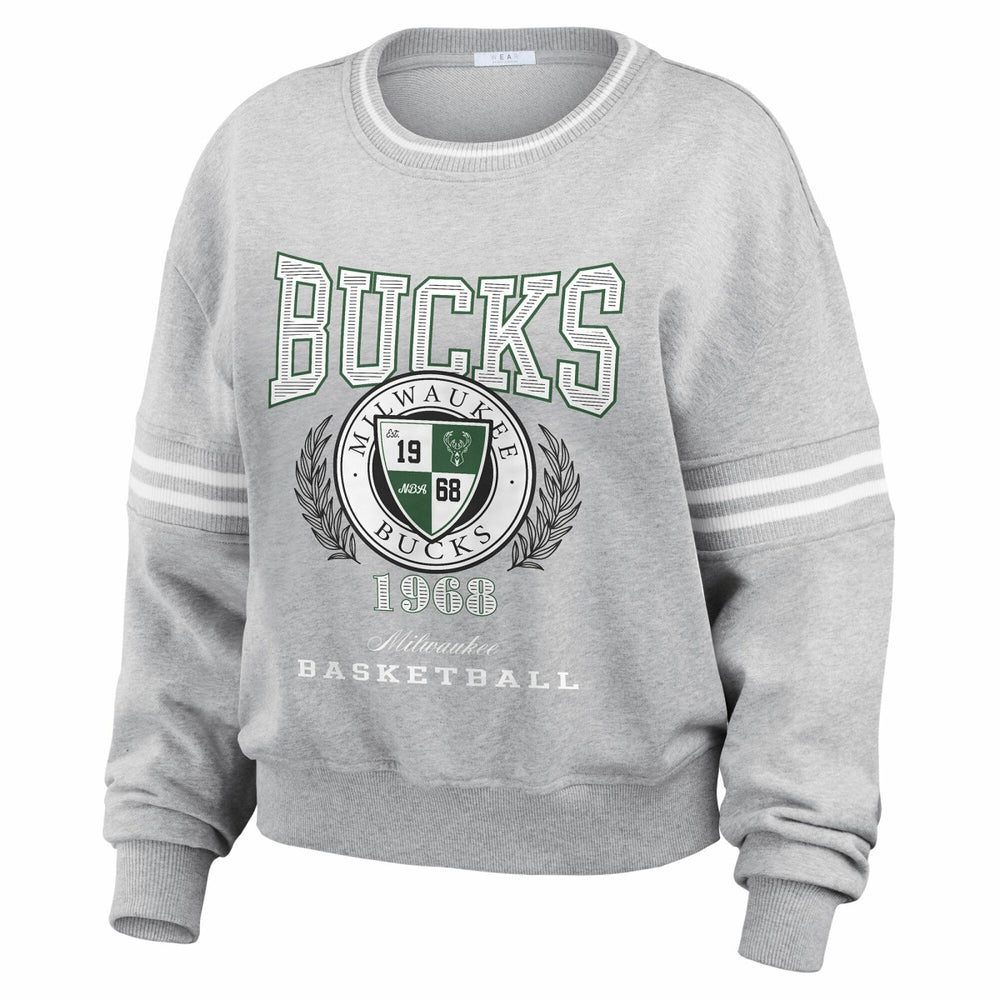 NBA - Milwaukee Bucks WEAR by Erin Andrews Women's French Terry Pullover Sweatshirt - Heather Gray