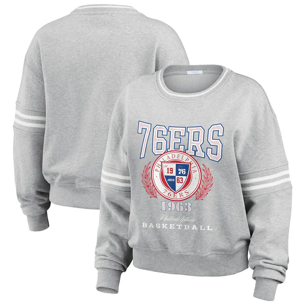 NBA - Philadelphia 76ers WEAR by Erin Andrews Women's French Terry Pullover Sweatshirt - Heather Gray
