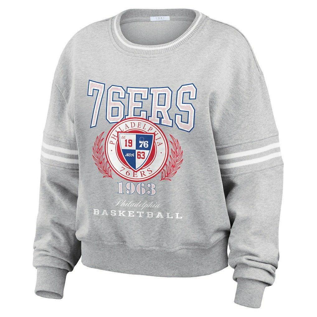 NBA - Philadelphia 76ers WEAR by Erin Andrews Women's French Terry Pullover Sweatshirt - Heather Gray
