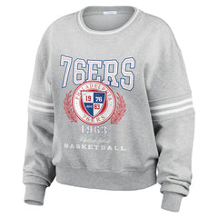 NBA - Philadelphia 76ers WEAR by Erin Andrews Women's French Terry Pullover Sweatshirt - Heather Gray