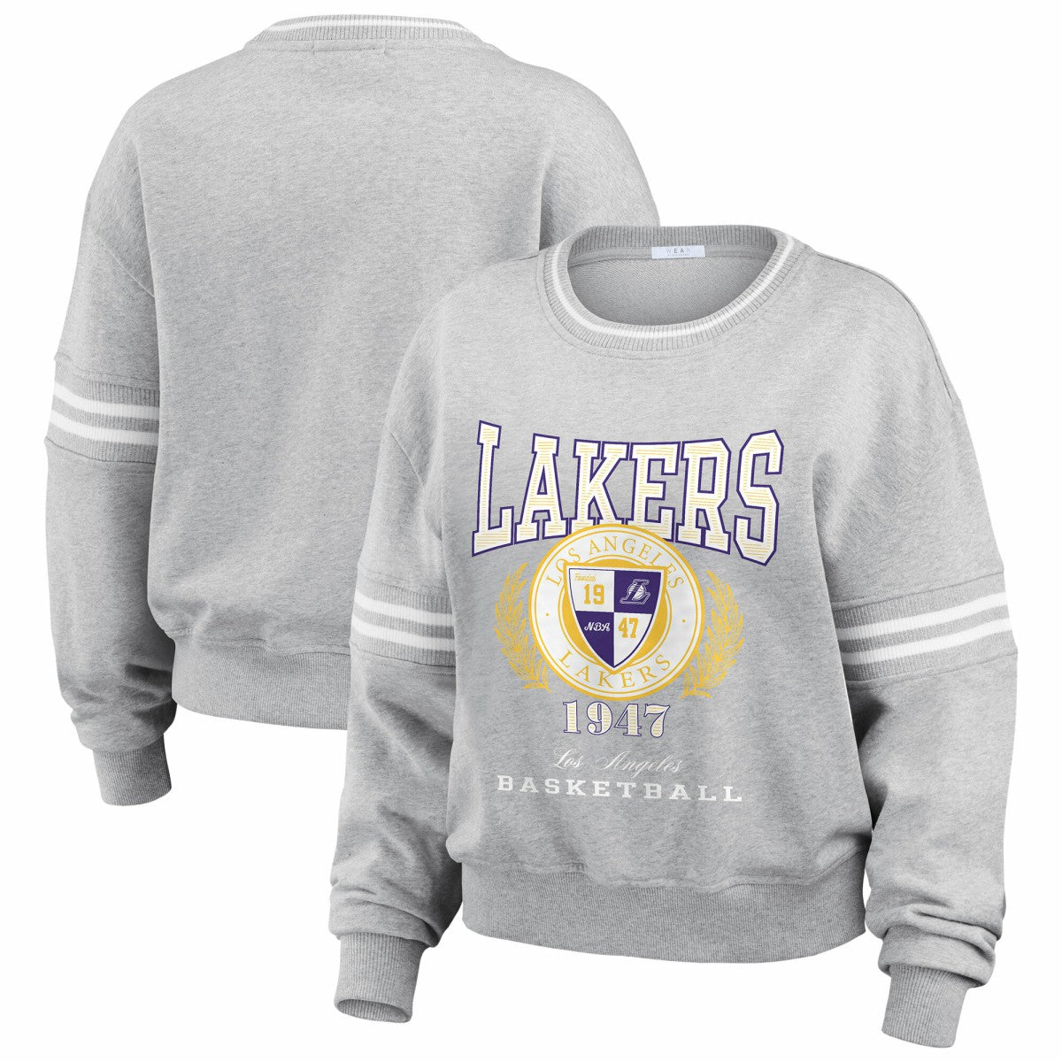 NBA - Los Angeles Lakers WEAR by Erin Andrews Women's French Terry Pullover Sweatshirt - Heather Gray