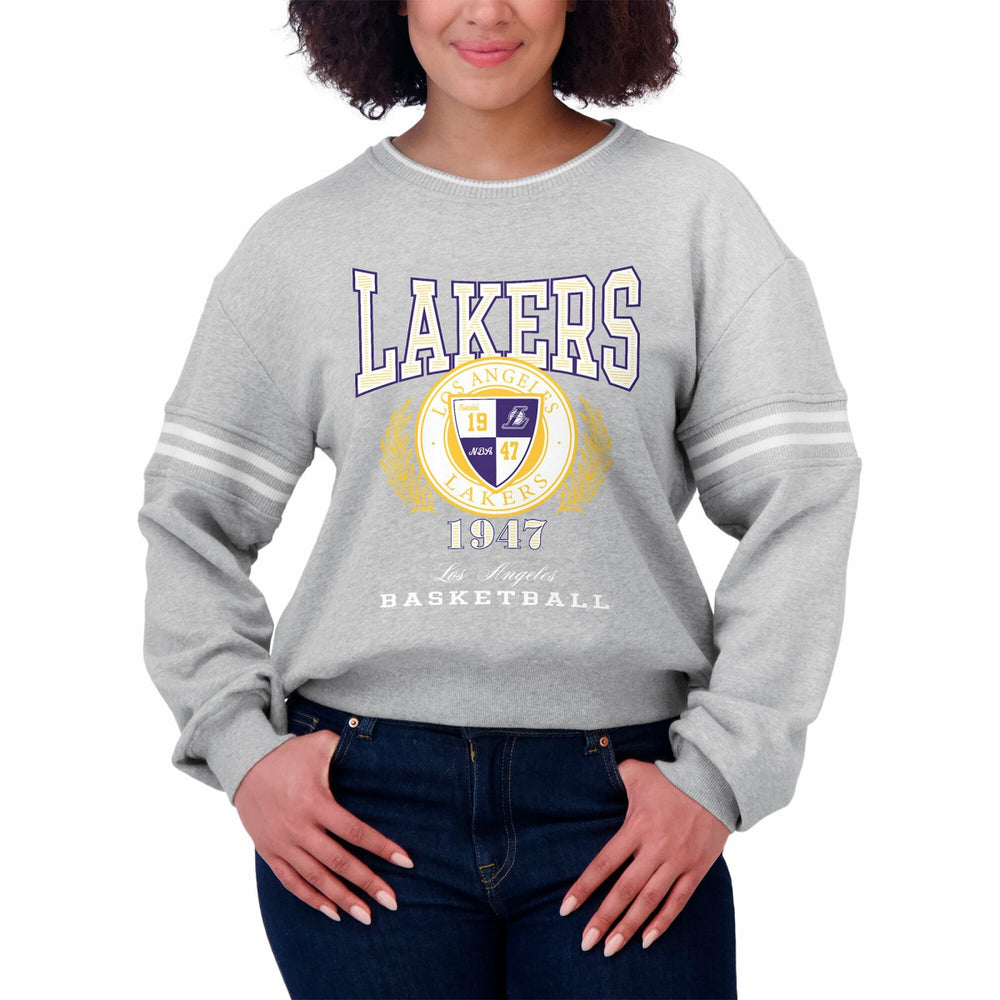 NBA - Los Angeles Lakers WEAR by Erin Andrews Women's French Terry Pullover Sweatshirt - Heather Gray