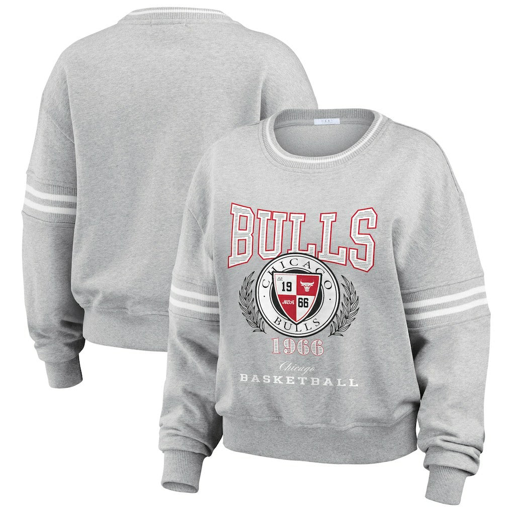 NBA - Chicago Bulls WEAR by Erin Andrews Women's French Terry Pullover Sweatshirt - Heather Gray