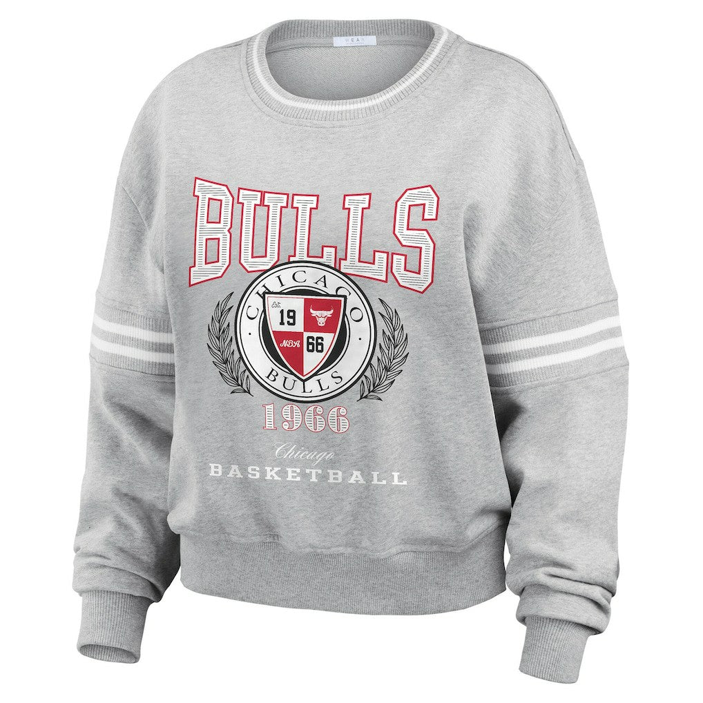 NBA - Chicago Bulls WEAR by Erin Andrews Women's French Terry Pullover Sweatshirt - Heather Gray