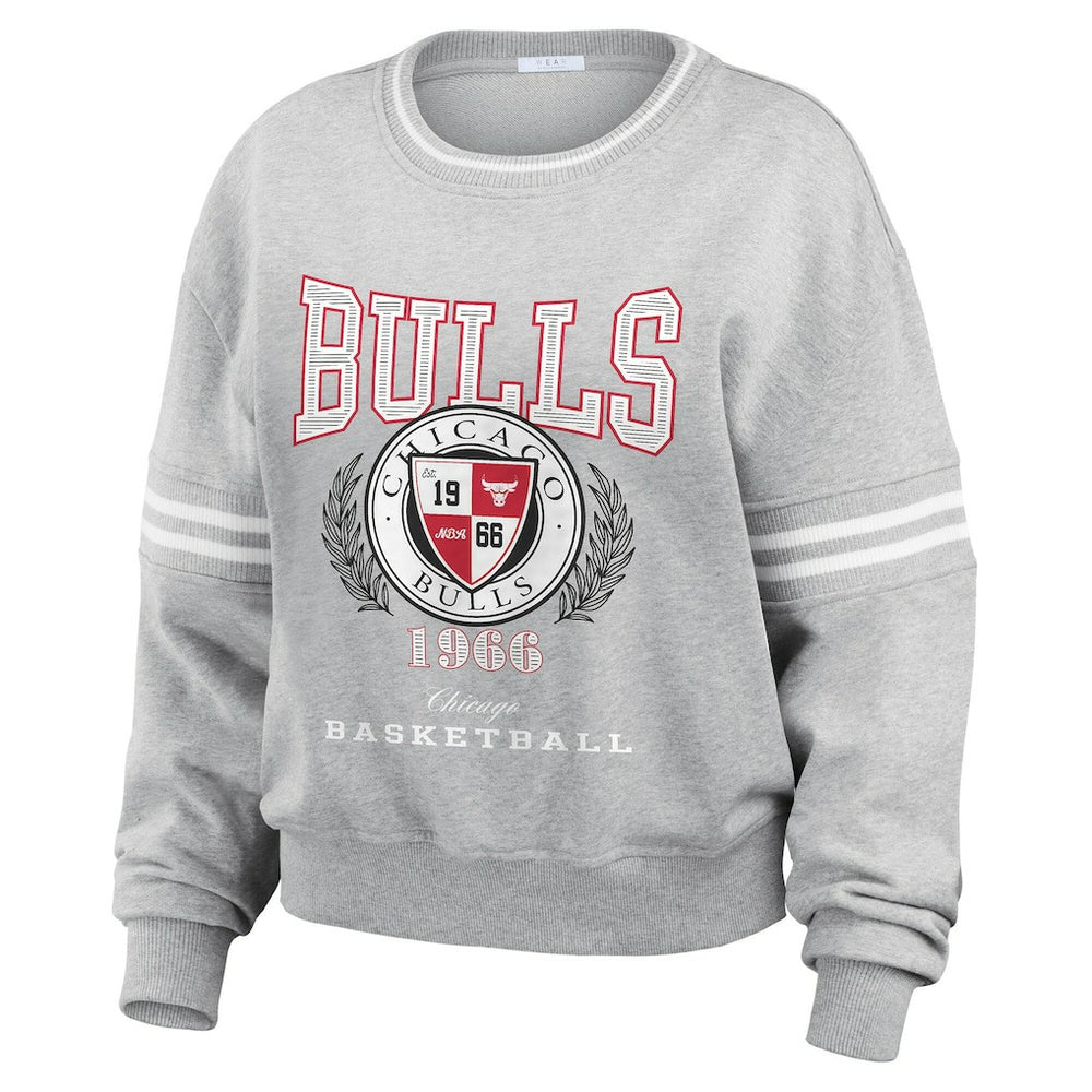 NBA - Chicago Bulls WEAR by Erin Andrews Women's French Terry Pullover Sweatshirt - Heather Gray