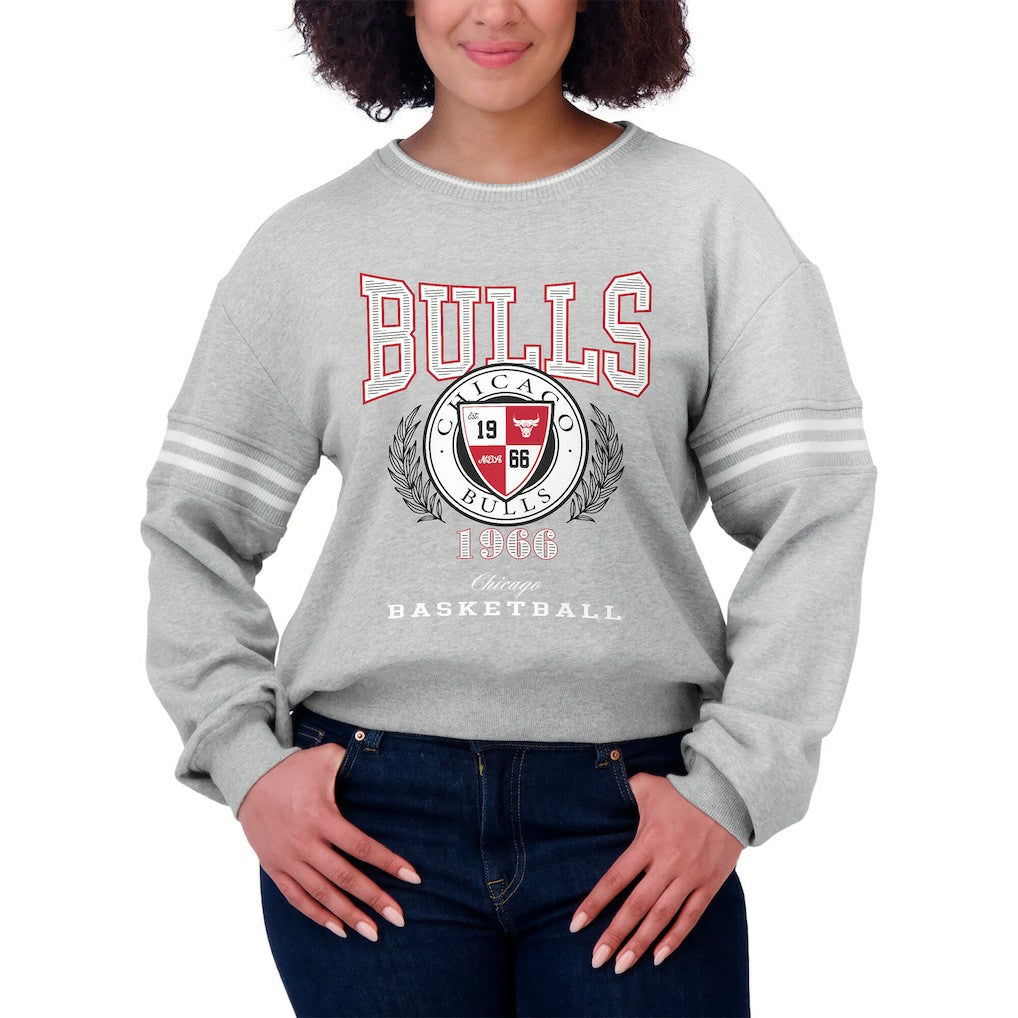 NBA - Chicago Bulls WEAR by Erin Andrews Women's French Terry Pullover Sweatshirt - Heather Gray