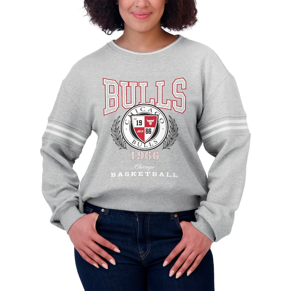 NBA - Chicago Bulls WEAR by Erin Andrews Women's French Terry Pullover Sweatshirt - Heather Gray