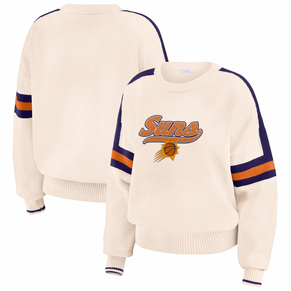 NBA - Phoenix Suns WEAR by Erin Andrews Women's Stripe Pullover Sweater - Cream