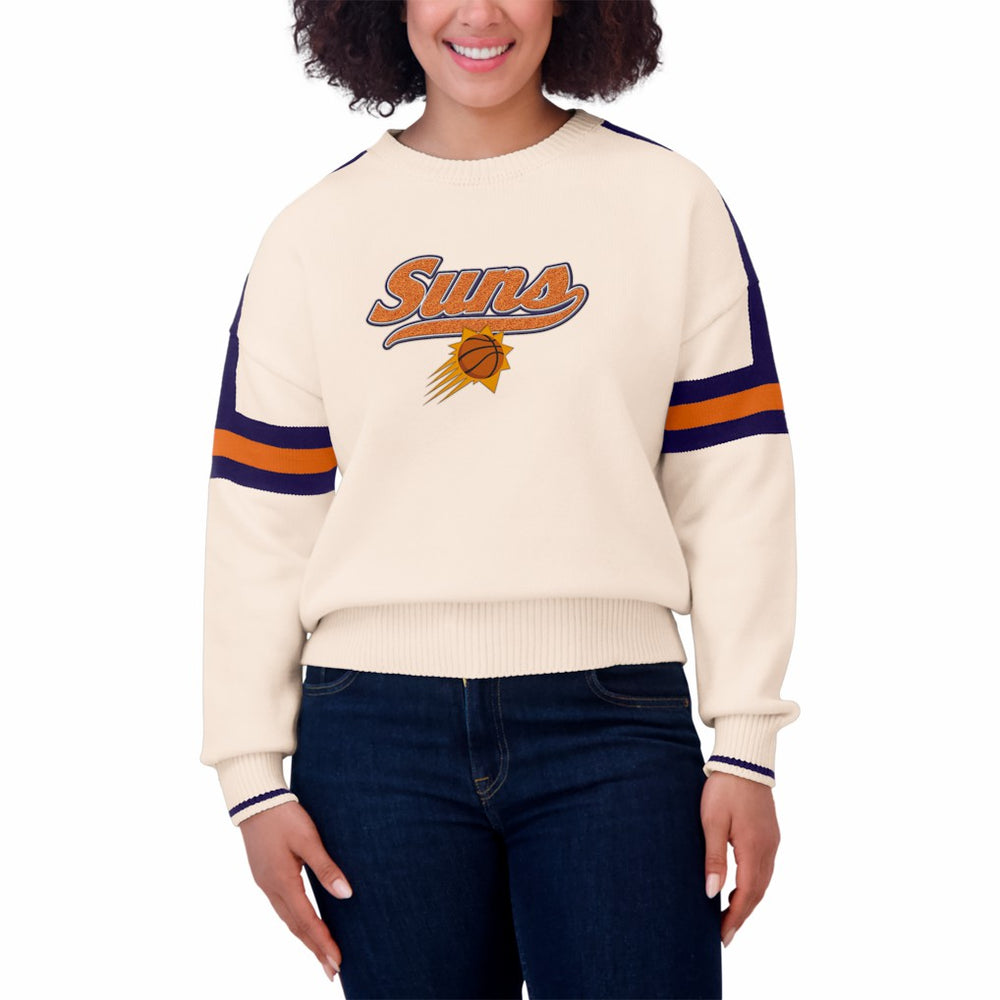 NBA - Phoenix Suns WEAR by Erin Andrews Women's Stripe Pullover Sweater - Cream