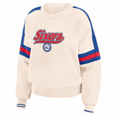 NBA - Philadelphia 76ers WEAR by Erin Andrews Women's Stripe Pullover Sweater - Cream