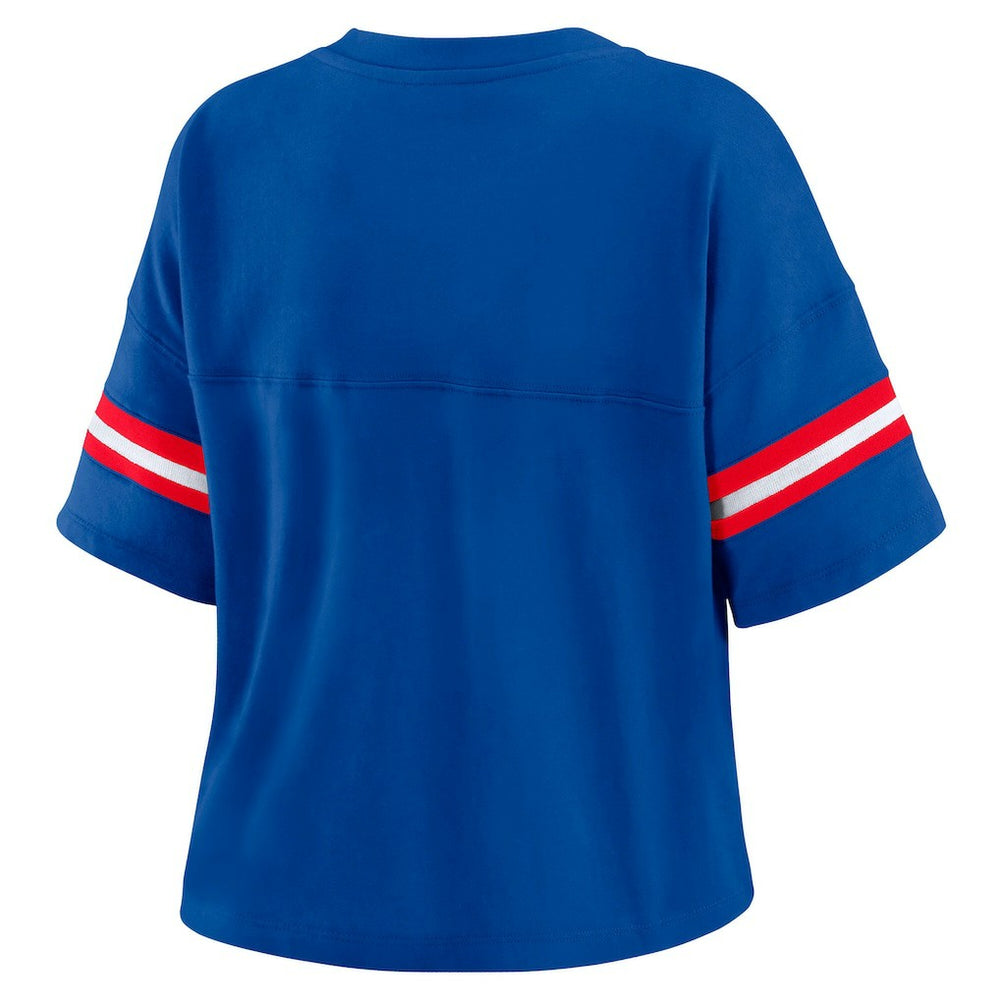 NBA - Philadelphia 76ers WEAR by Erin Andrews Women's Color Block Boxy V-Neck T-Shirt - Royal