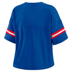 NBA - Philadelphia 76ers WEAR by Erin Andrews Women's Color Block Boxy V-Neck T-Shirt - Royal