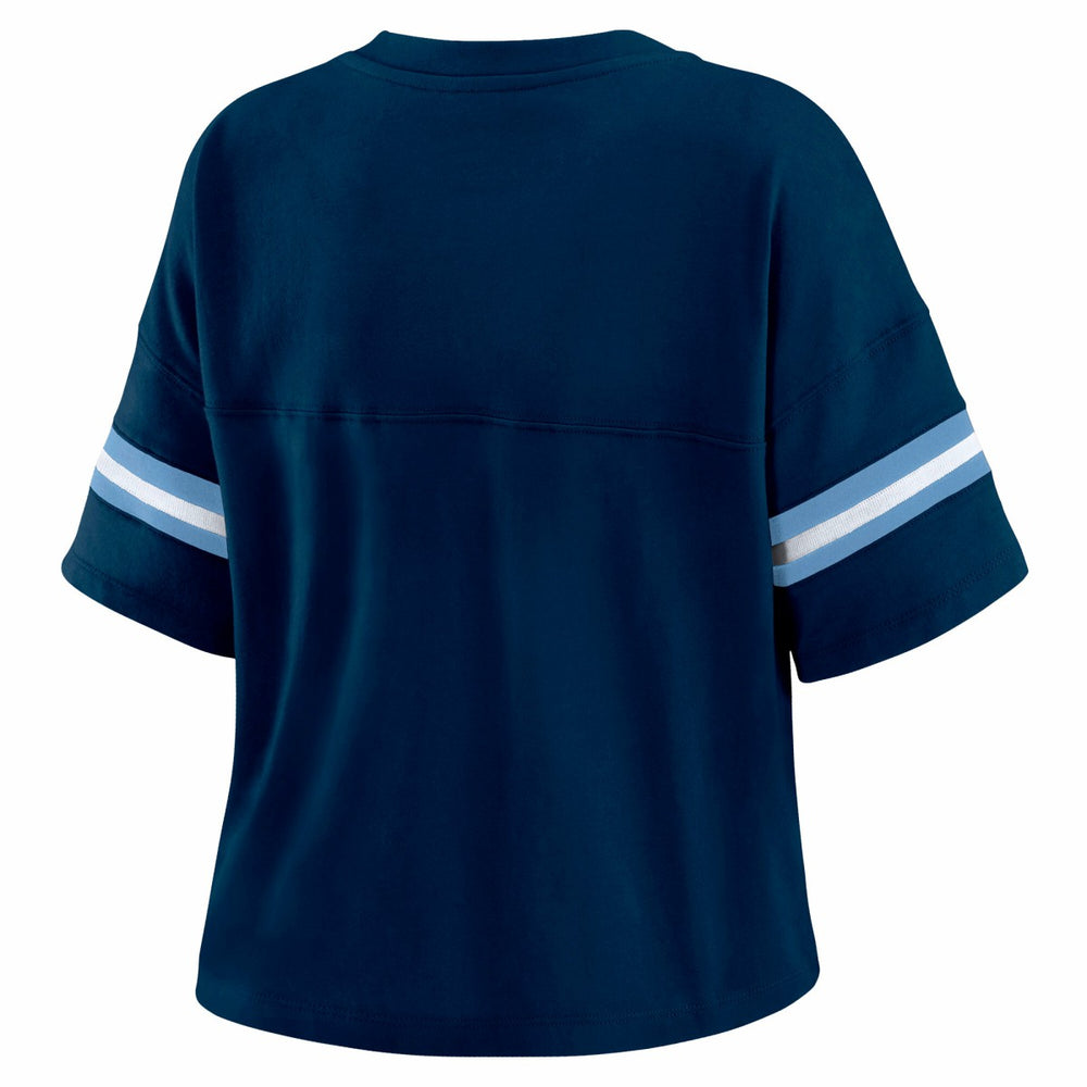 NBA - Memphis Grizzlies WEAR by Erin Andrews Women's Color Block Boxy V-Neck T-Shirt - Navy