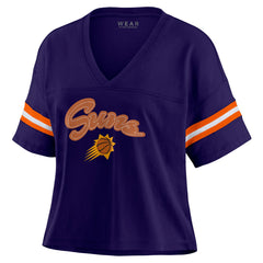NBA - Phoenix Suns WEAR by Erin Andrews Women's Plus Size Color Block Boxy V-Neck T-Shirt - Purple