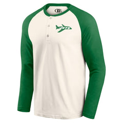 New York Jets Darius Rucker Collection Raglan Henley Long Sleeve T-Shirt Cream/Green - Fanatics