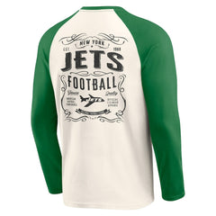 New York Jets Darius Rucker Collection Raglan Henley Long Sleeve T-Shirt Cream/Green - Fanatics