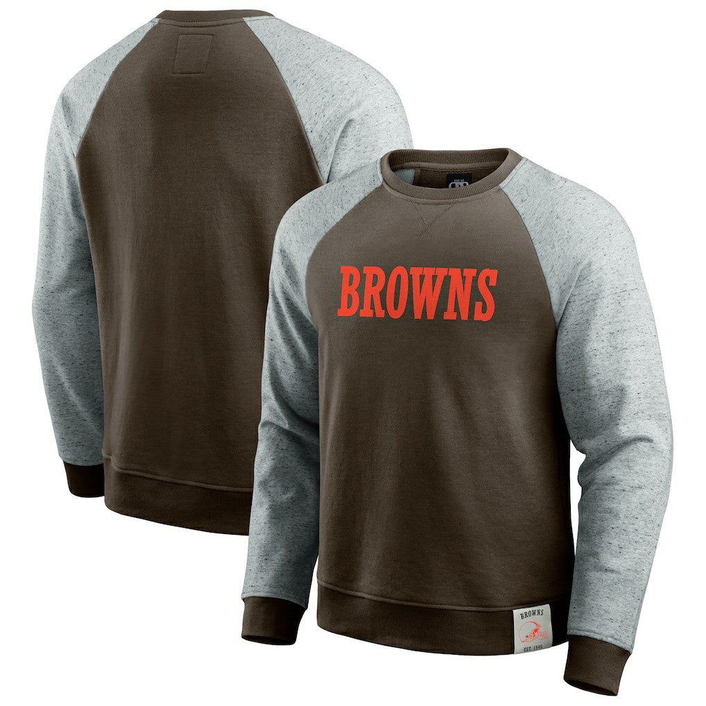 Cleveland Browns Darius Rucker Collection Colorblock Pullover Sweatshirt Brown/Heather Gray - Fanatics