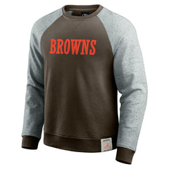 Cleveland Browns Darius Rucker Collection Colorblock Pullover Sweatshirt Brown/Heather Gray - Fanatics