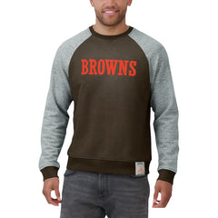 Cleveland Browns Darius Rucker Collection Colorblock Pullover Sweatshirt Brown/Heather Gray - Fanatics