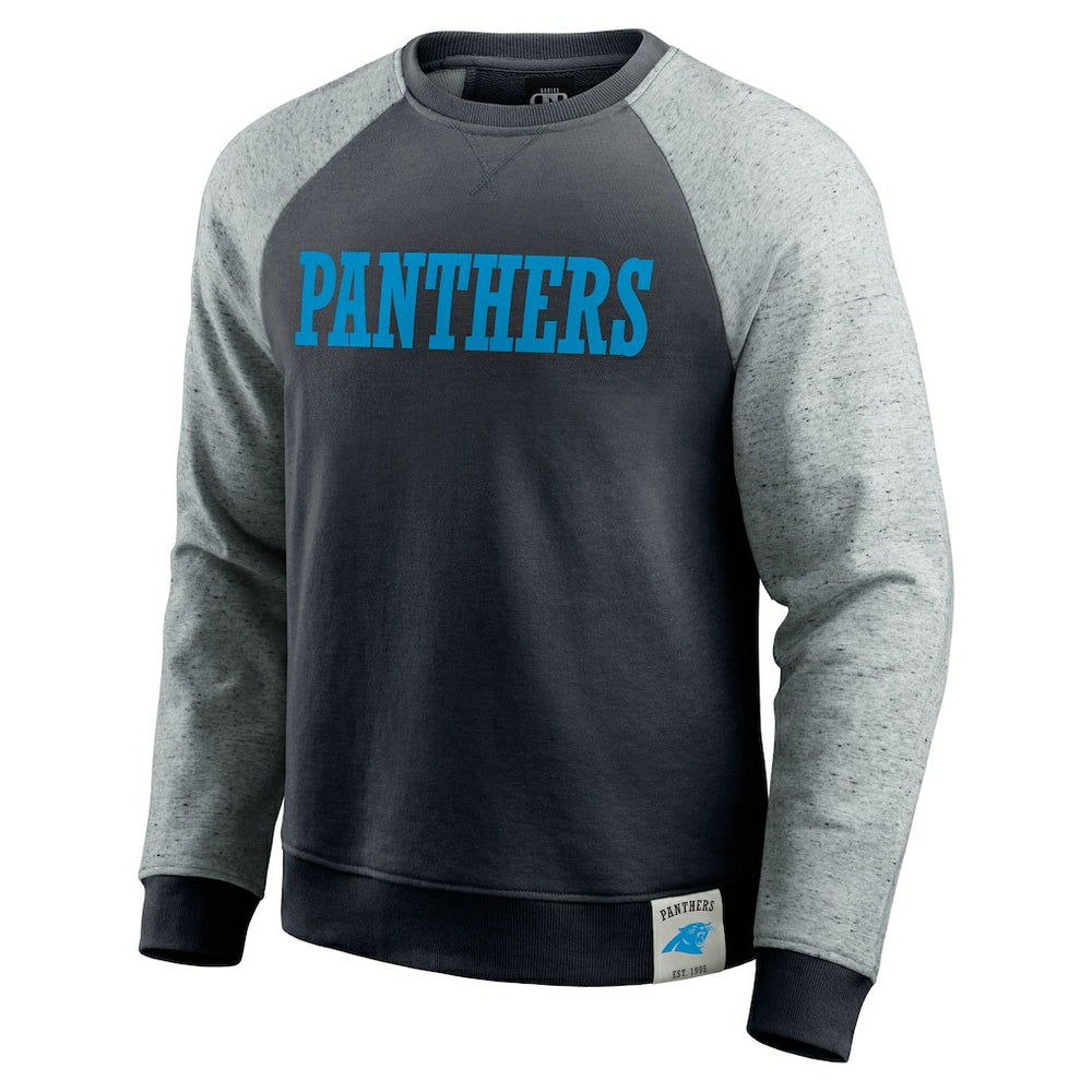 Carolina Panthers Darius Rucker Collection Colorblock Pullover Sweatshirt Black/Heather Gray - Fanatics