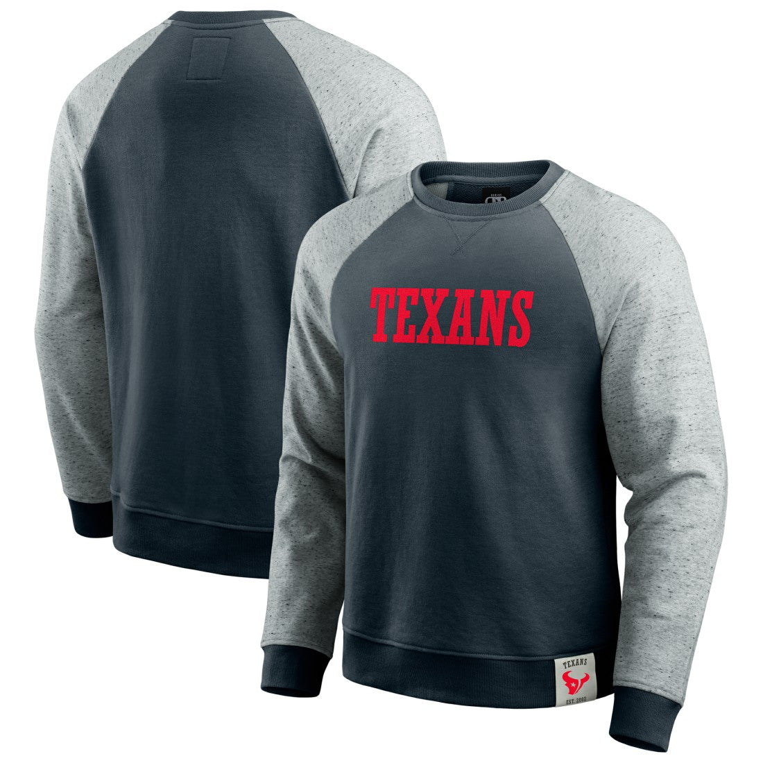 Houston Texans Darius Rucker Collection Colorblock Pullover Sweatshirt Navy/Heather Gray - Fanatics