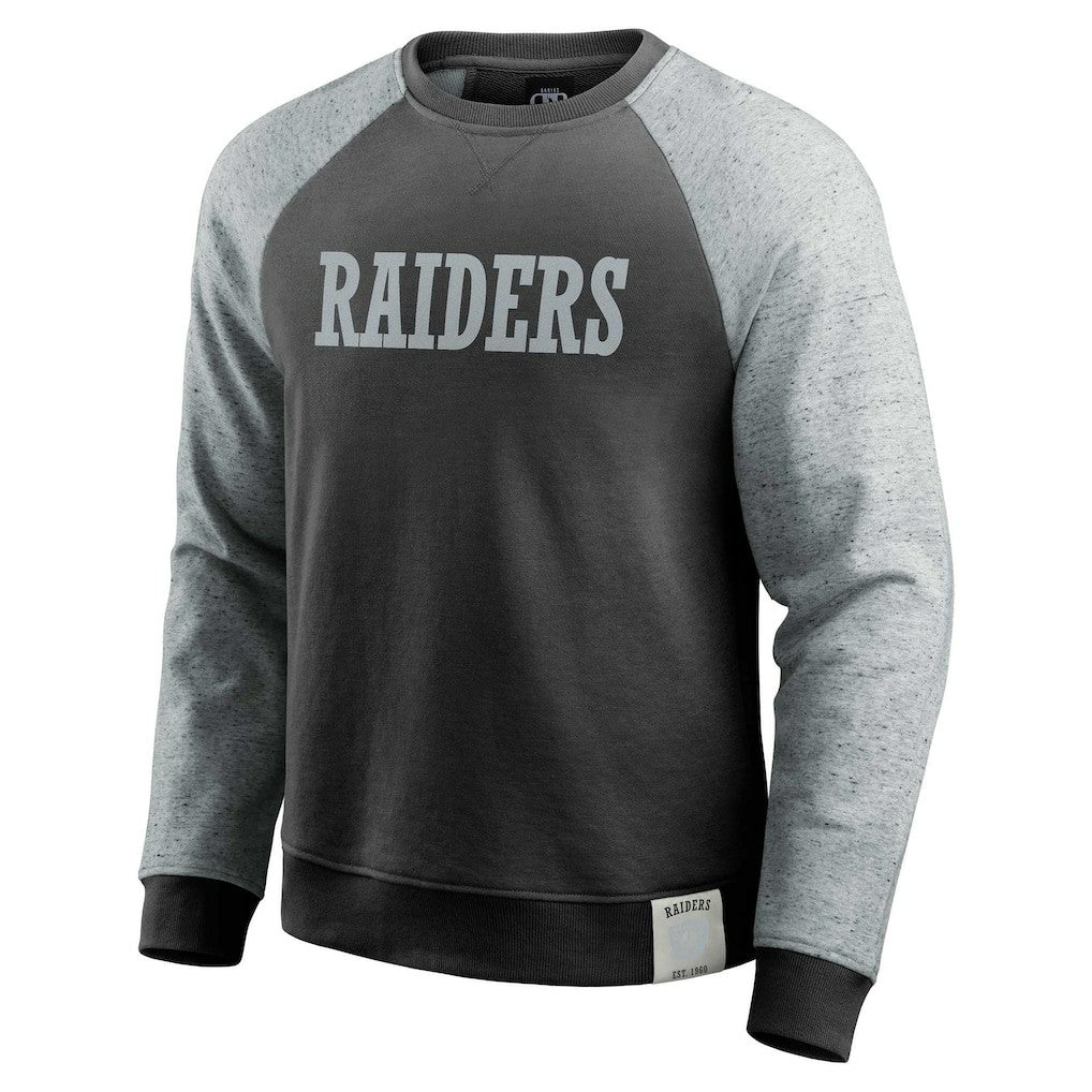 Las Vegas Raiders Darius Rucker Collection Colorblock Pullover Sweatshirt Black/Heather Gray - Fanatics