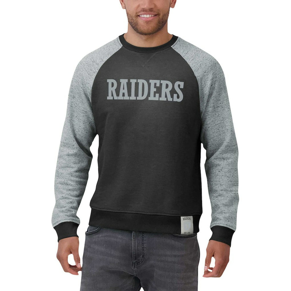 Las Vegas Raiders Darius Rucker Collection Colorblock Pullover Sweatshirt Black/Heather Gray - Fanatics