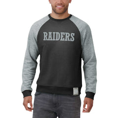 Las Vegas Raiders Darius Rucker Collection Colorblock Pullover Sweatshirt Black/Heather Gray - Fanatics
