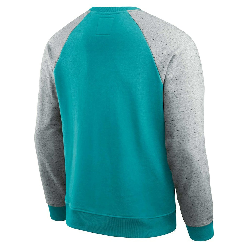 Miami Dolphins Darius Rucker Collection Colorblock Pullover Sweatshirt Aqua/Heather Gray - Fanatics