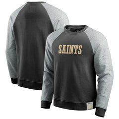 New Orleans Saints Darius Rucker Collection Colorblock Pullover Sweatshirt Black/Heather Gray - Fanatics