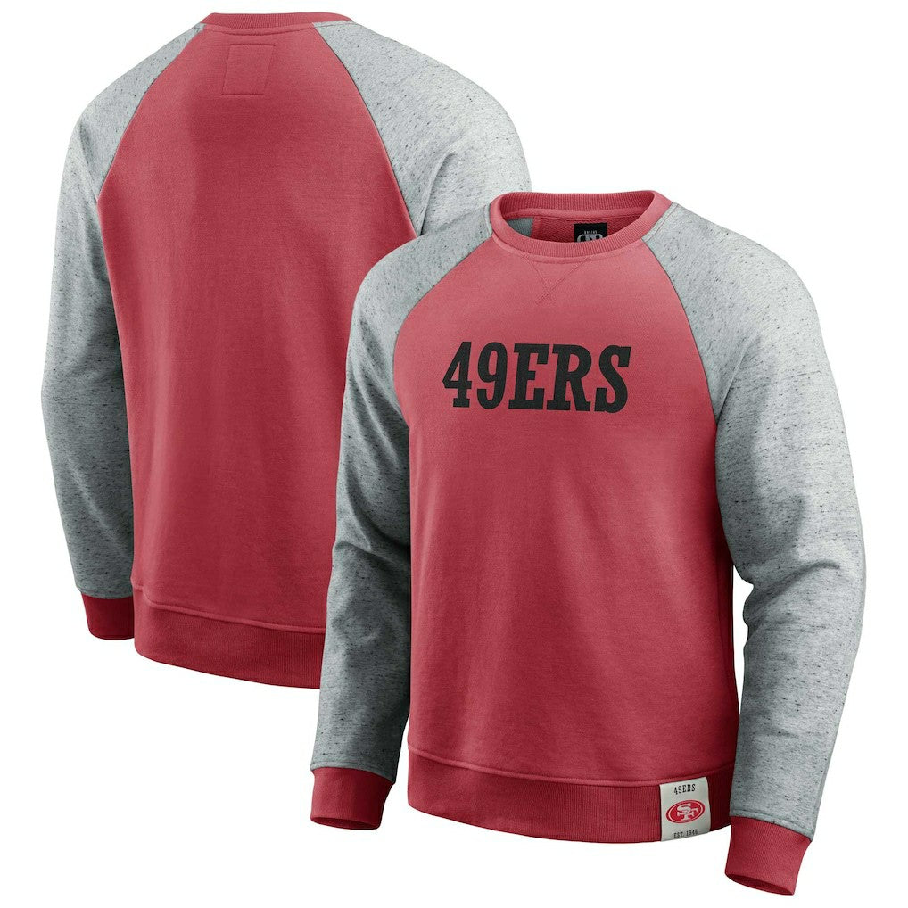 San Francisco 49ers Darius Rucker Collection Colorblock Pullover Sweatshirt Scarlet/Heather Gray - Fanatics