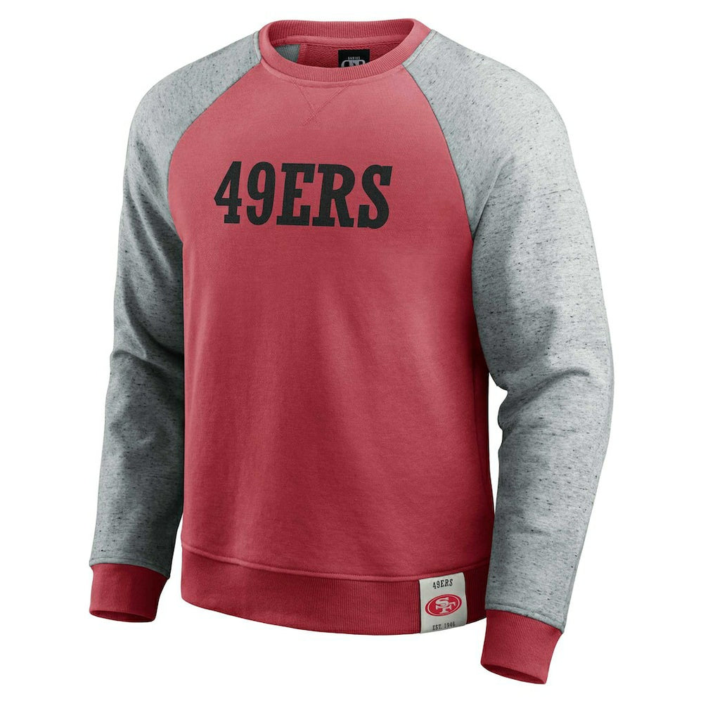 San Francisco 49ers Darius Rucker Collection Colorblock Pullover Sweatshirt Scarlet/Heather Gray - Fanatics