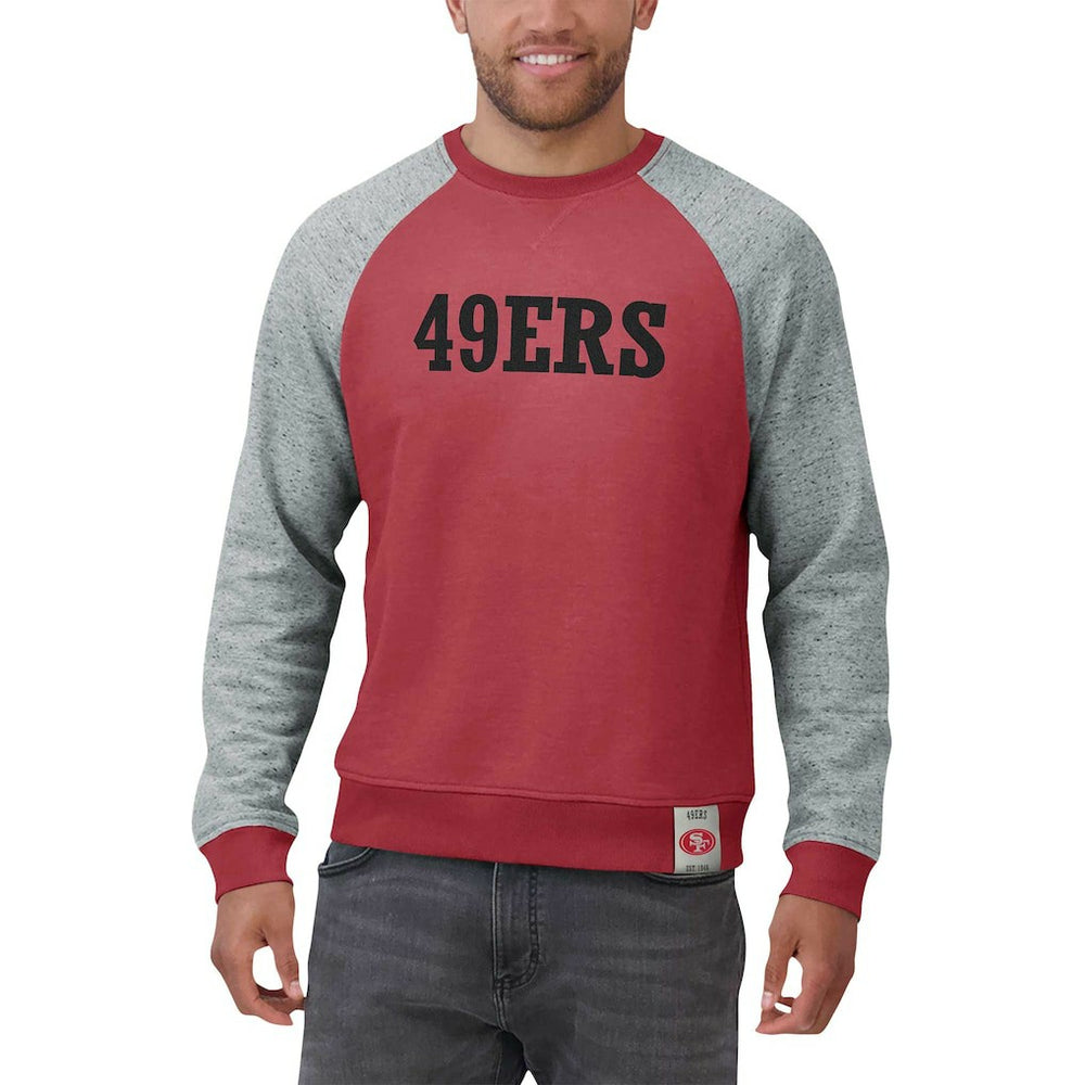 San Francisco 49ers Darius Rucker Collection Colorblock Pullover Sweatshirt Scarlet/Heather Gray - Fanatics