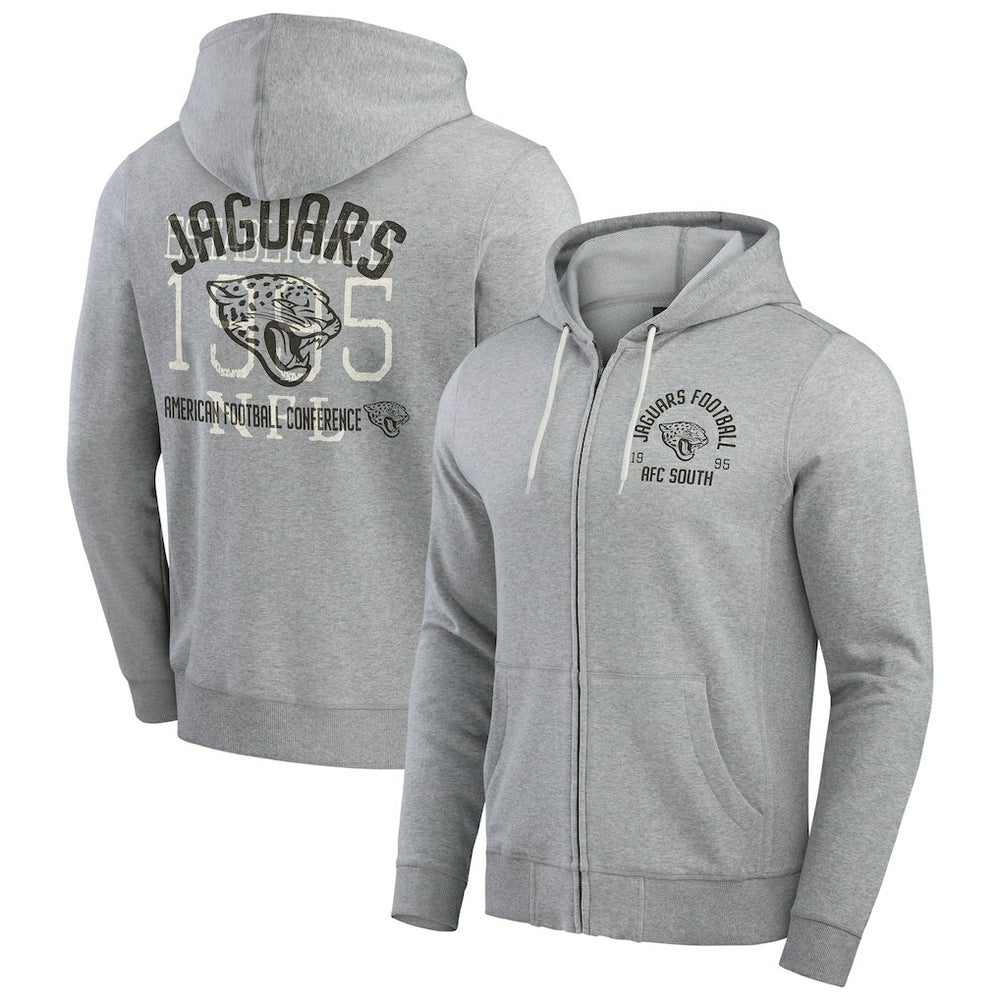 Jacksonville Jaguars Darius Rucker Collection Vintage Stripe Full-Zip Hoodie Heather Gray - Fanatics
