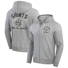 New Orleans Saints Darius Rucker Collection Vintage Stripe Full-Zip Hoodie Heather Gray - Fanatics