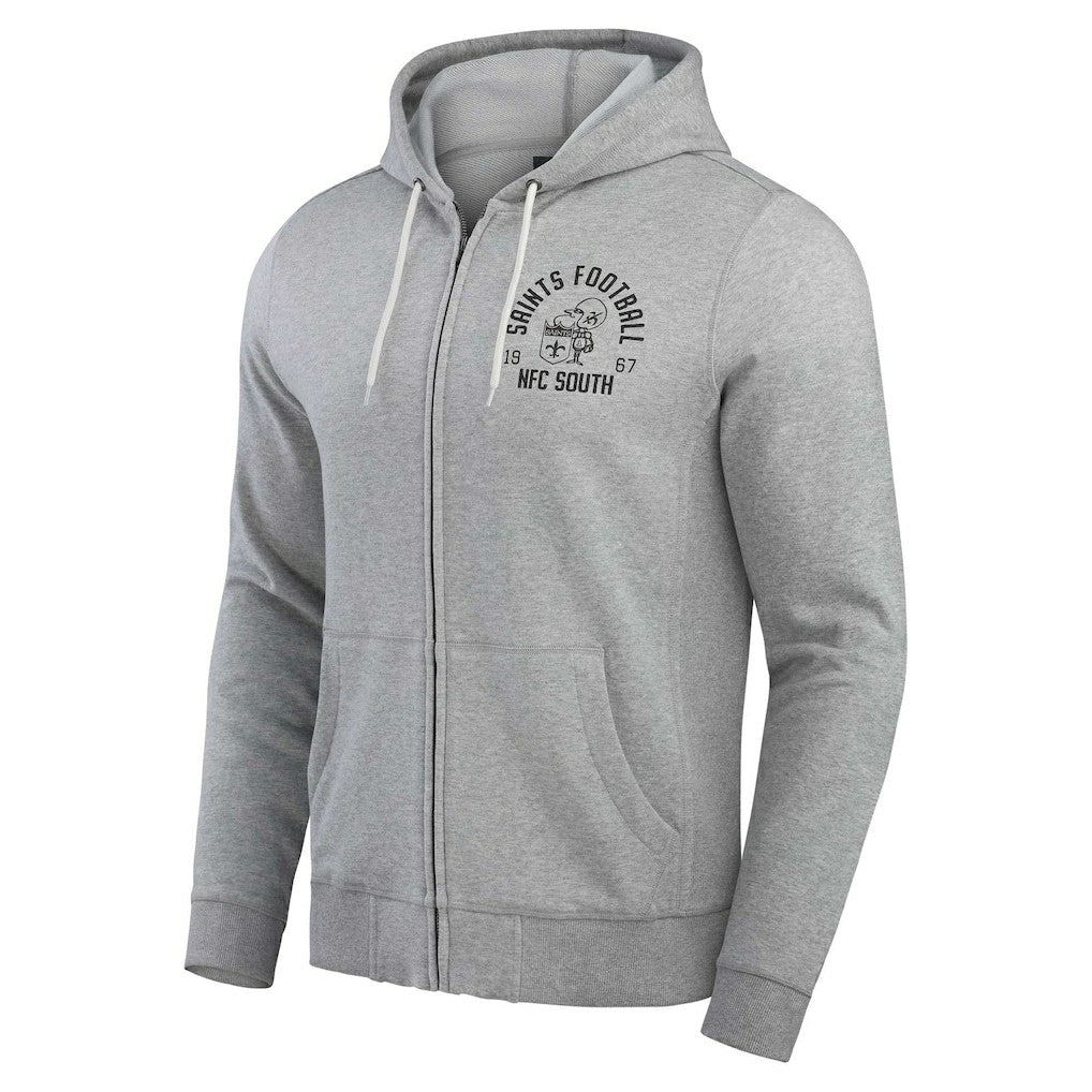 New Orleans Saints Darius Rucker Collection Vintage Stripe Full-Zip Hoodie Heather Gray - Fanatics