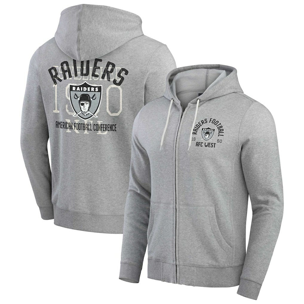 Las Vegas Raiders Darius Rucker Collection Vintage Stripe Full-Zip Hoodie Heather Gray - Fanatics