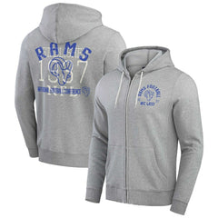 Los Angeles Rams Darius Rucker Collection Vintage Stripe Full-Zip Hoodie Heather Gray - Fanatics