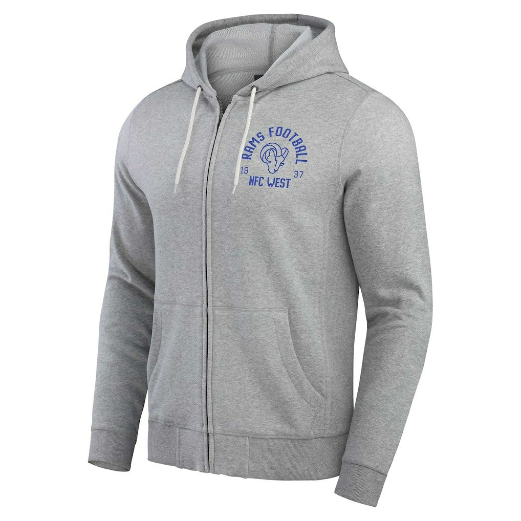 Los Angeles Rams Darius Rucker Collection Vintage Stripe Full-Zip Hoodie Heather Gray - Fanatics