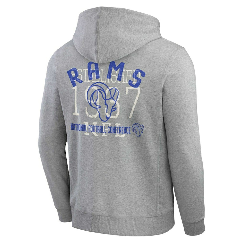 Los Angeles Rams Darius Rucker Collection Vintage Stripe Full-Zip Hoodie Heather Gray - Fanatics