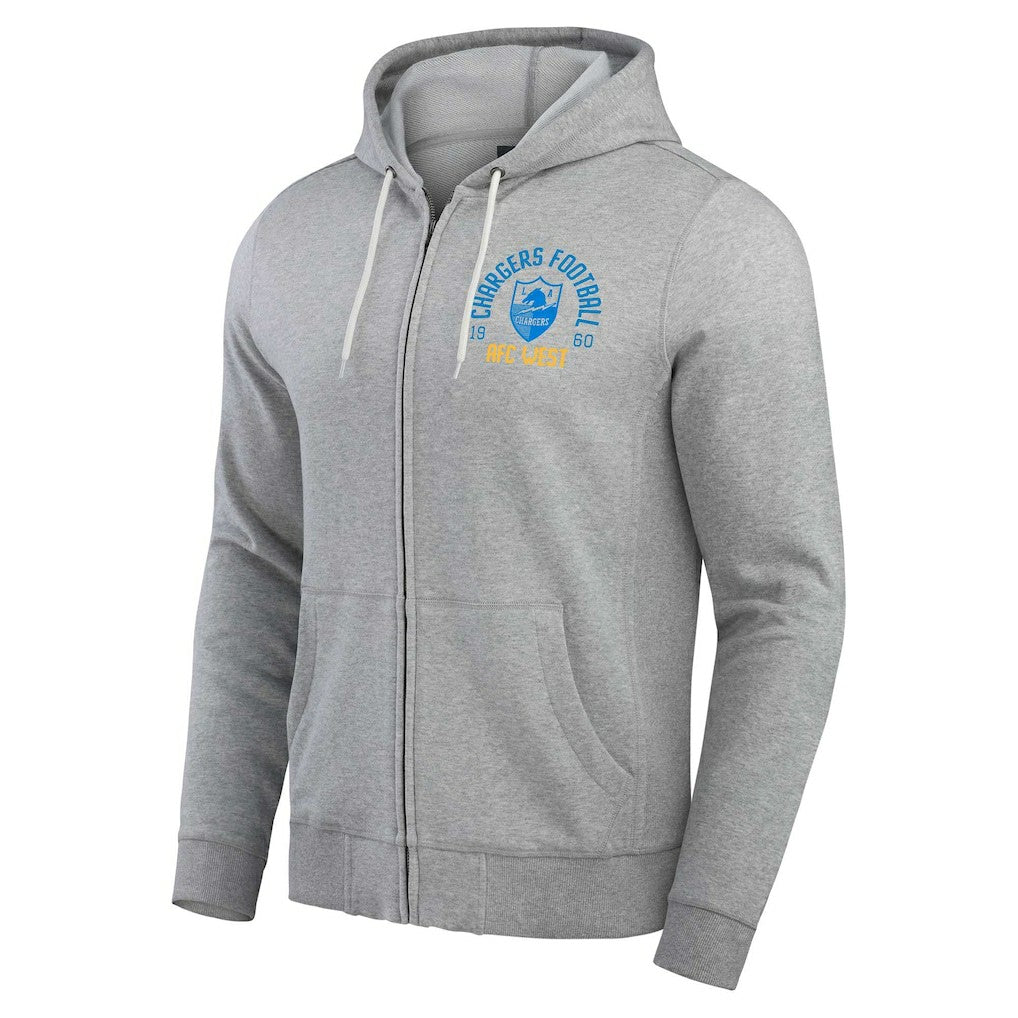 Los Angeles Chargers Darius Rucker Collection Vintage Stripe Full-Zip Hoodie Heather Gray - Fanatics