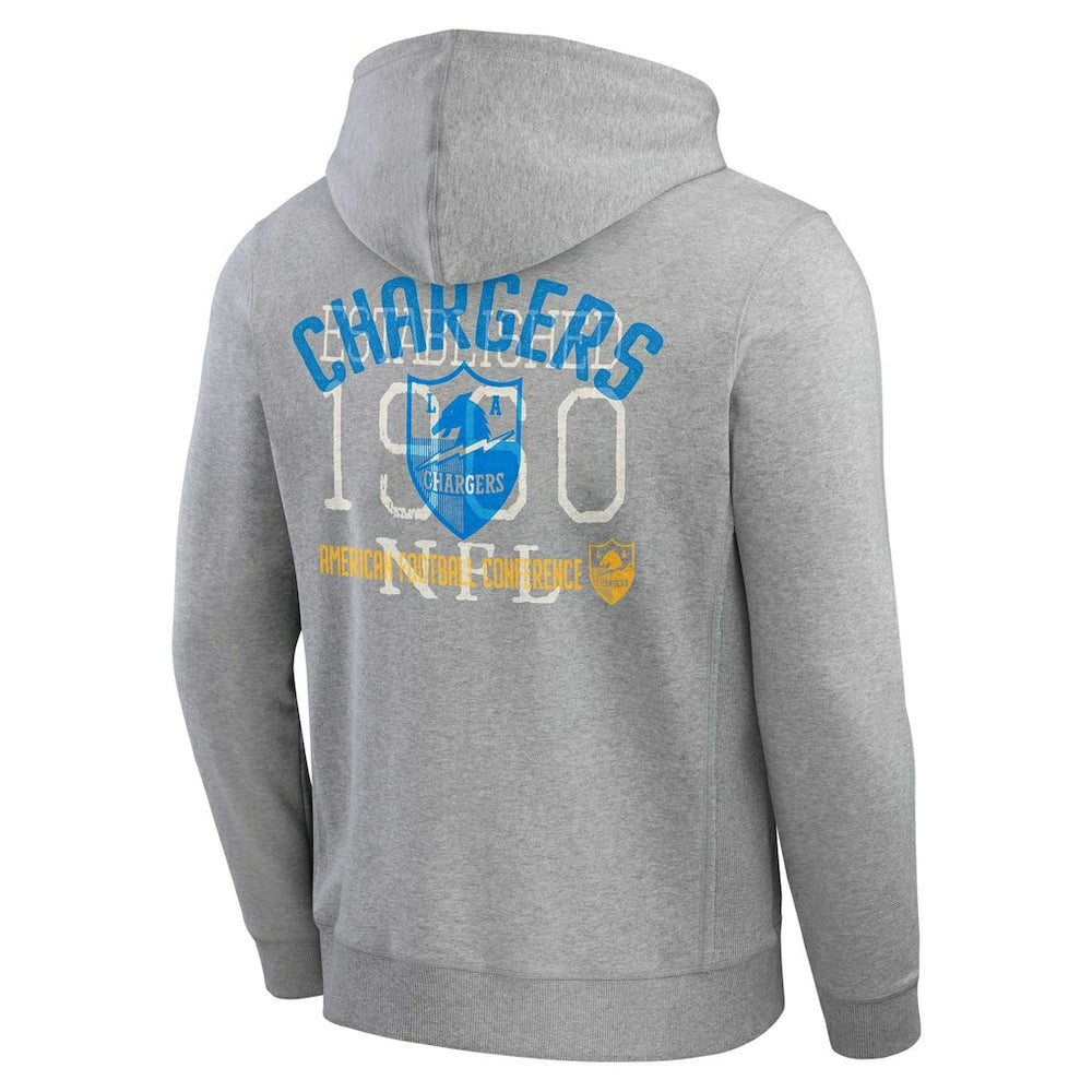 Los Angeles Chargers Darius Rucker Collection Vintage Stripe Full-Zip Hoodie Heather Gray - Fanatics