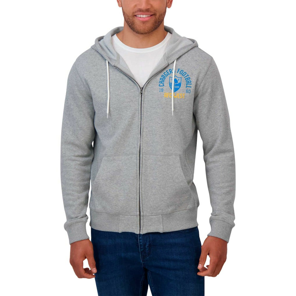 Los Angeles Chargers Darius Rucker Collection Vintage Stripe Full-Zip Hoodie Heather Gray - Fanatics