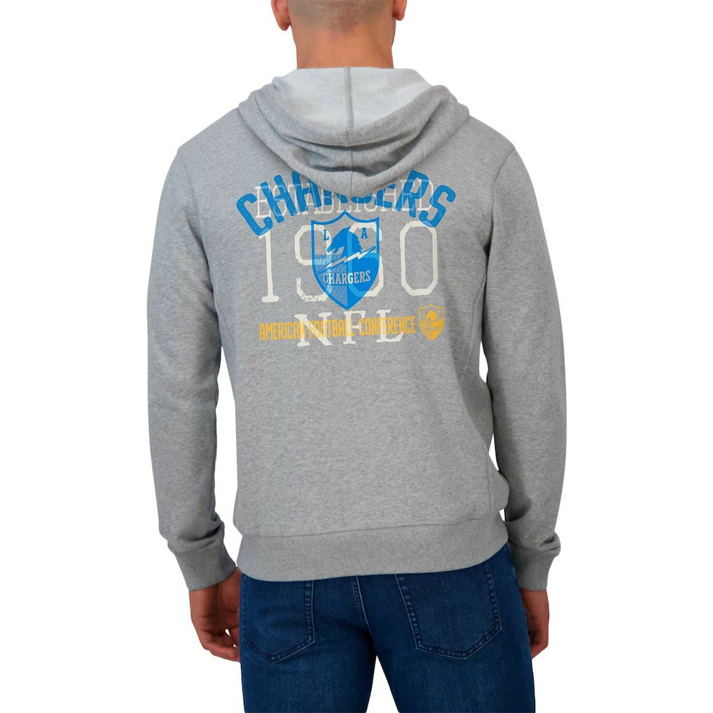 Los Angeles Chargers Darius Rucker Collection Vintage Stripe Full-Zip Hoodie Heather Gray - Fanatics