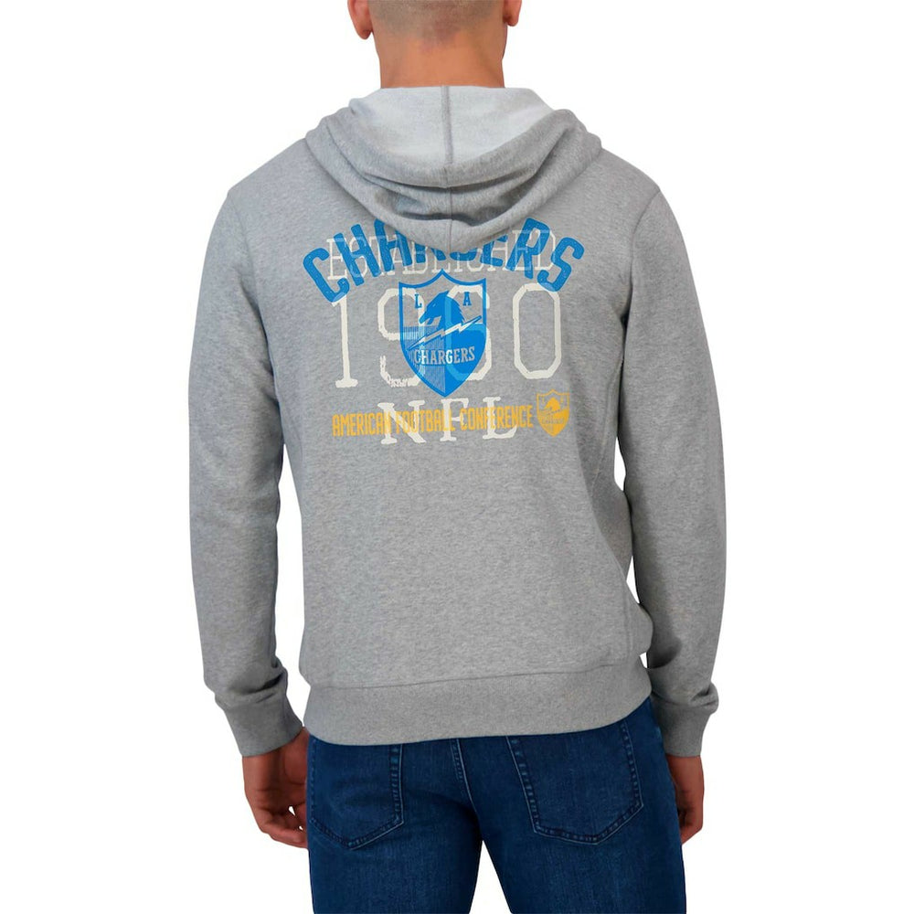 Los Angeles Chargers Darius Rucker Collection Vintage Stripe Full-Zip Hoodie Heather Gray - Fanatics