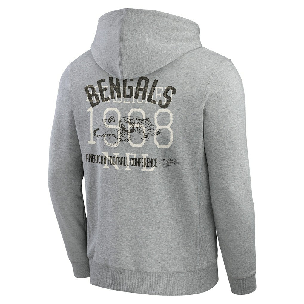 Cincinnati Bengals Darius Rucker Collection Vintage Stripe Full-Zip Hoodie Heather Gray - Fanatics