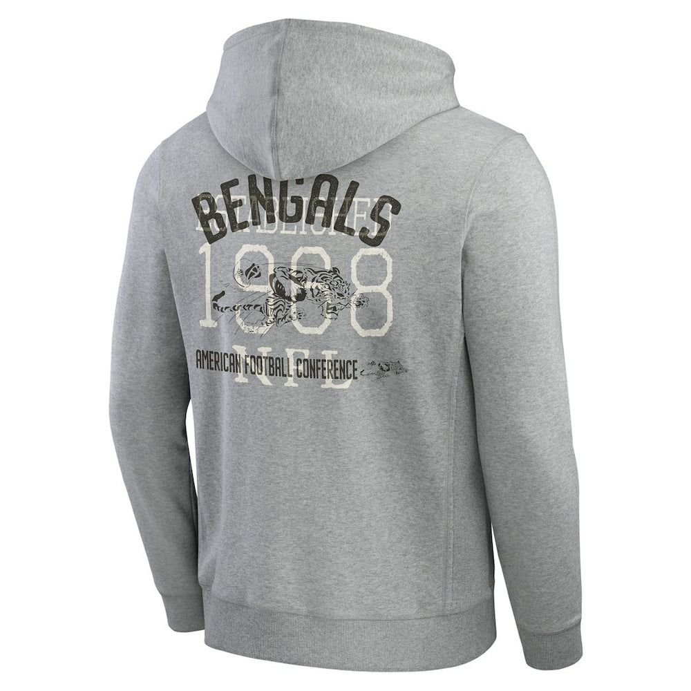 Cincinnati Bengals Darius Rucker Collection Vintage Stripe Full-Zip Hoodie Heather Gray - Fanatics