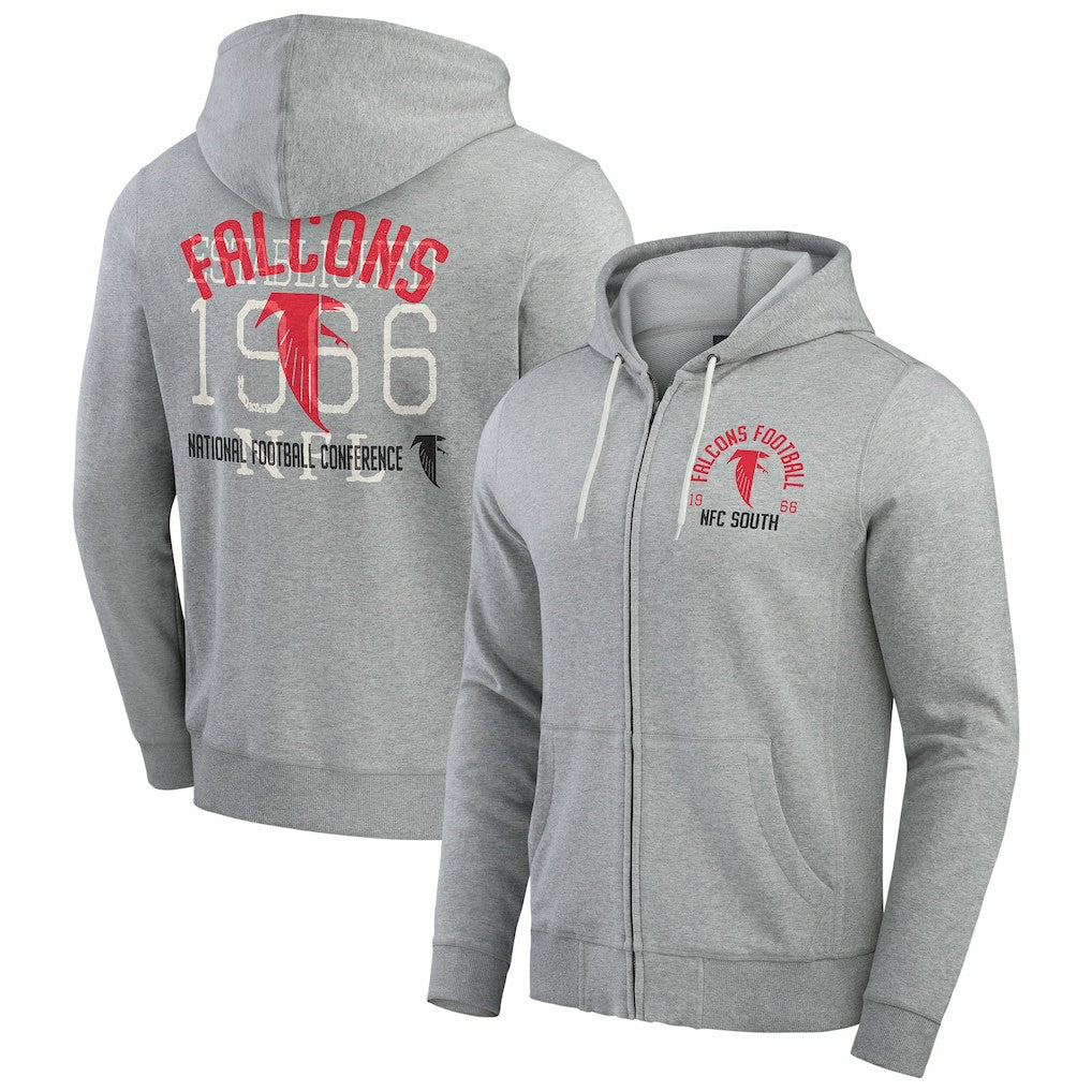 Atlanta Falcons Darius Rucker Collection Vintage Stripe Full-Zip Hoodie Heather Gray - NFL