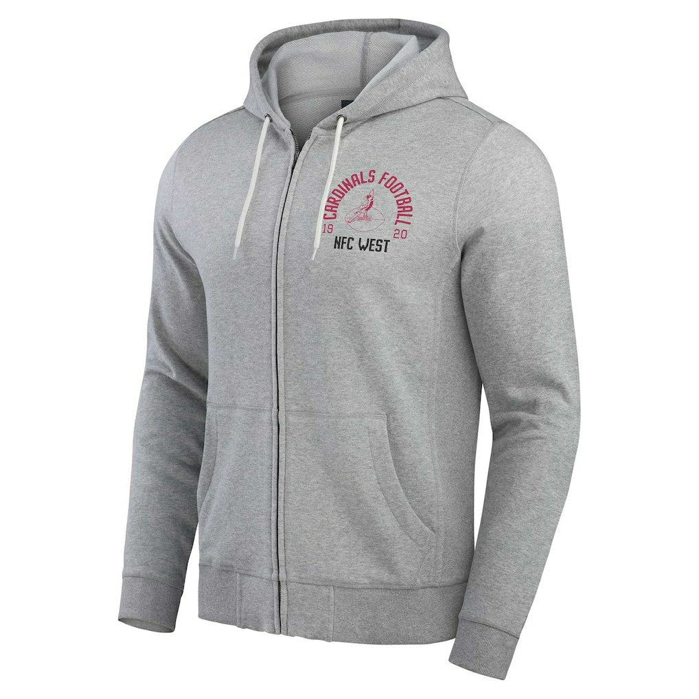 Arizona Cardinals Darius Rucker Collection Vintage Stripe Full-Zip Hoodie Heather Gray - Fanatics