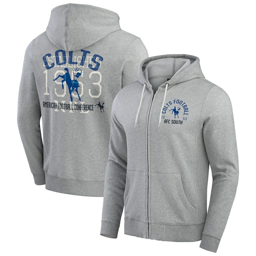 Indianapolis Colts Darius Rucker Collection Vintage Stripe Full-Zip Hoodie Heather Gray - Fanatics